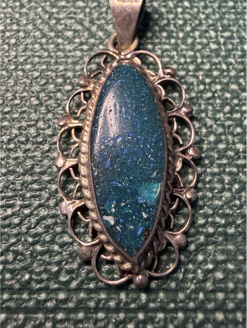 Sterling Silver Vintage Turquoise Decorative PENDANT..925